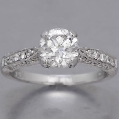 Genuine white round cut moissanite engagement ring 925 sterling silver
