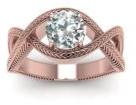 Round cut moissanite infinity rose gold plated wedding ring 925 silver