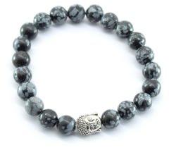 SNOWFLAKE OBSIDIAN Bracelets, Color : Black, white