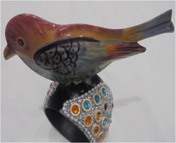 Asbat brass Bird Napkin Ring, Color : hand painted