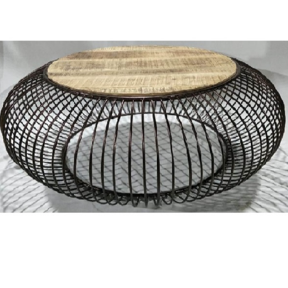 industrial and vintage iron and wooden cage look coffee table