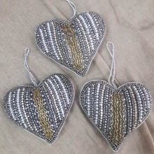 Beautiful Bead Work Christmas Home Decorative Hanging Heart Amazing Beaded Design Ornament