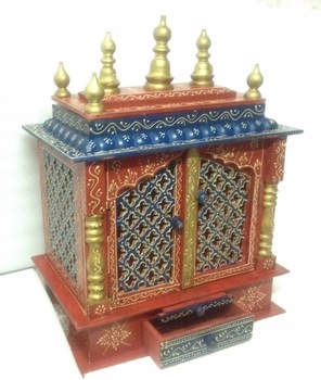 Hand Painted Indian Wooden Temple