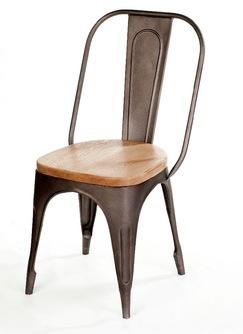 Iron dining chair with wood Seat