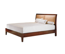 Wooden Bed with leather back