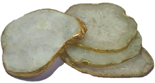 Elliptical Natural White Agate Coaster Set, Feature : Excellent finish, Dimensional accuracy