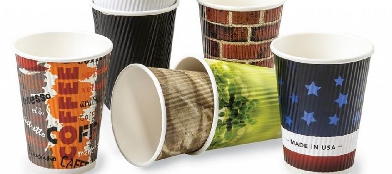 Round Disposable Printed Paper Cup, for Coffee, Cold Drinks, Food, Snacks, Style : Double Wall