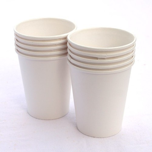 Round White Paper Cup, for Cold Drinks, Snacks, Utility Dishes, Style : Single Wall