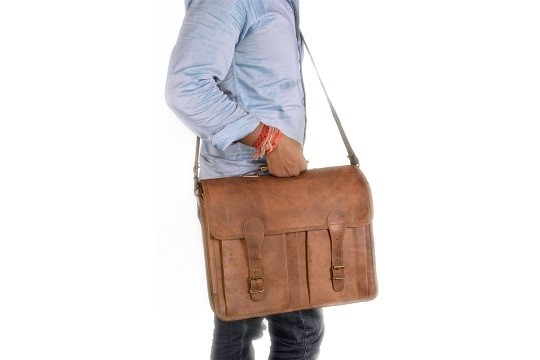 Handmade Mens Genuine Leather Traveling Shoulder Bag Vintage Fashion Waist Traveling Bag