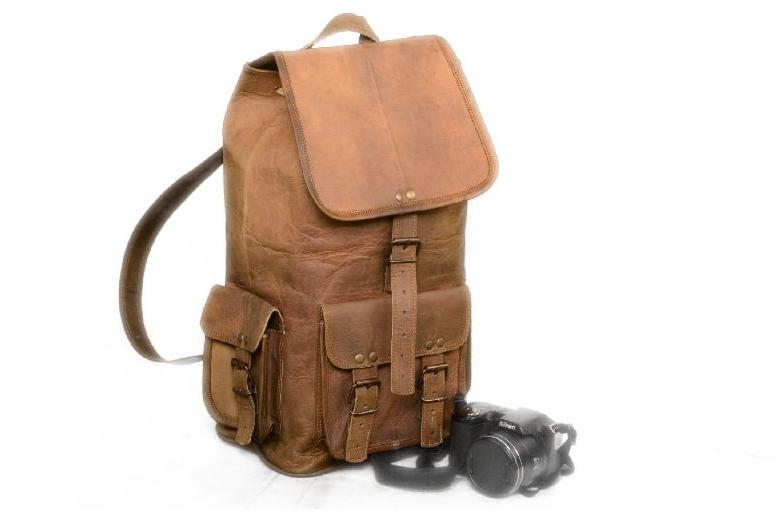 LEATHER BACKPACK, Color : Brown