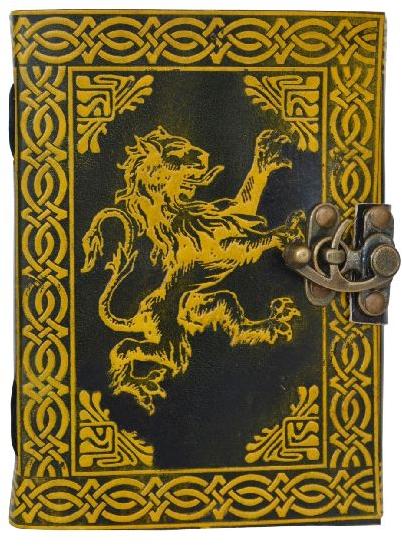 Lion Leather Journal Yellow With Black Color Design Celtic Note Book