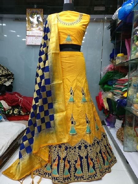 Satin Silk fabric Embroidery work Lehenga Choli