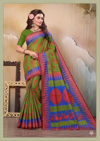 Aishwariya by Hasmukh Cotton fabric print work saree
