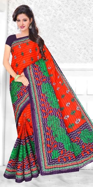 Jonam Cotton Fabric Print Work Saree