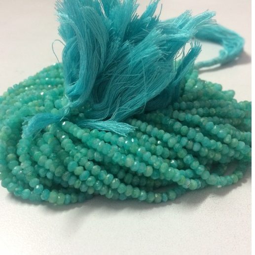 Natural Amazonite Faceted Rondelle Beads 4mm
