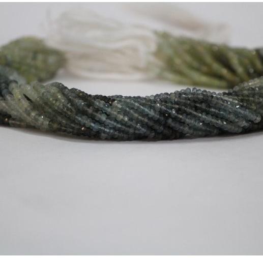 Natural Moss Aquamarine Faceted Rondelle Beads 4mm