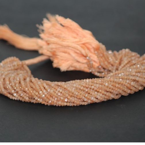 Natural Peach Moonstone Faceted Rondelle Beads 4mm