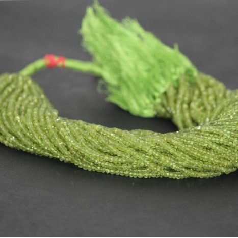 Natural Peridot Faceted Rondelle Beads 4mm