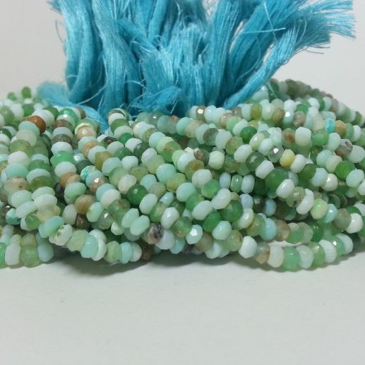 Natural Peruvian Opal Faceted Rondelle Beads 4mm