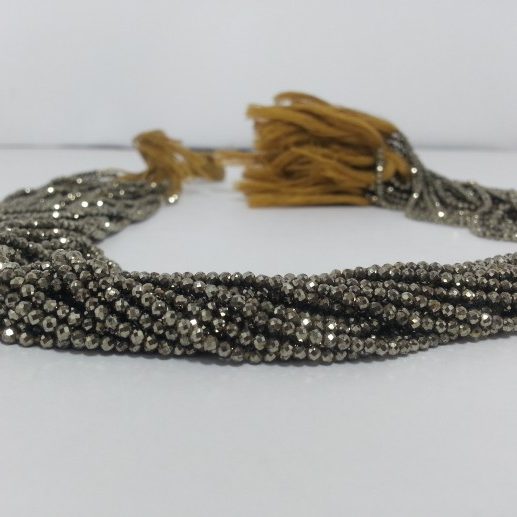 Natural Pyrite Faceted Rondelle Beads 2mm