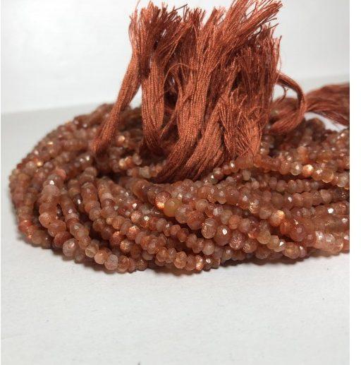 Natural Sunstone Faceted Rondelle Beads 5mm