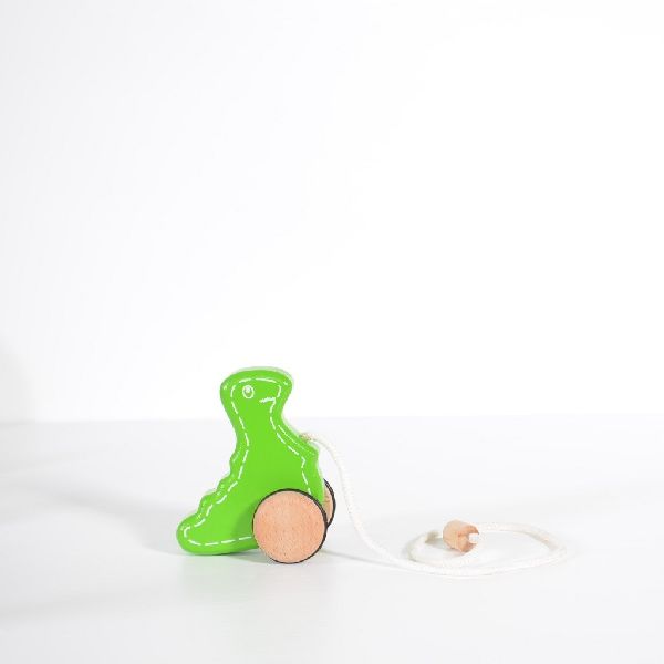 Solid Wood Dinosaur Pull Toy, Color : Green color