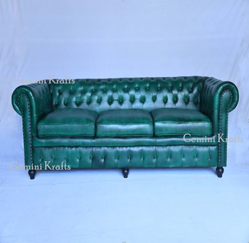 Industrial Chesterfield Leather Sofa