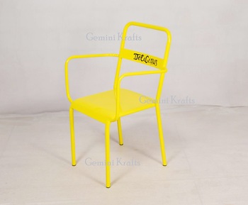 Metal Iron Cafe Chair, Color : Yellow