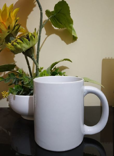 UpTuber Non Polished Ceramic Plain White Mug, for Home Decor, Office Decor, Pattern : Printed