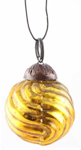 Antique Golden Striped Tiny Christmas Ornament, Size : 1.50