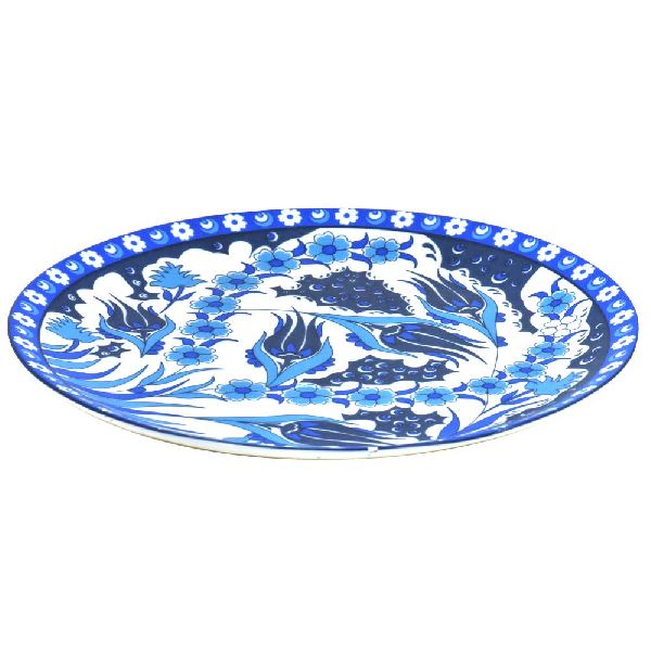 Ceramic Blue Pottery Decorative Plate, Size : 10.00