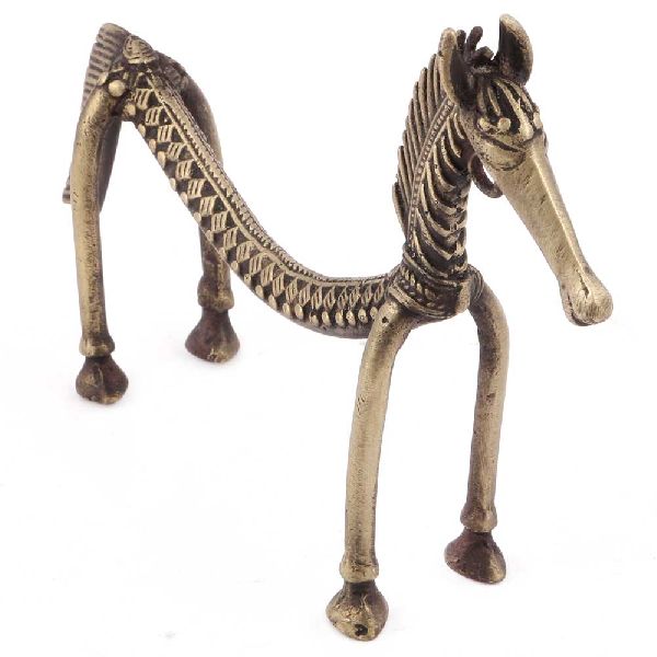 Brass Tribal Horse Statue, Color : Golden