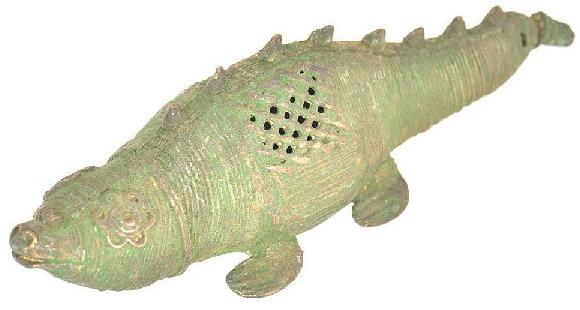 Bronze Patinated Crocodile Incense Holder, Width : 2 inches approx.