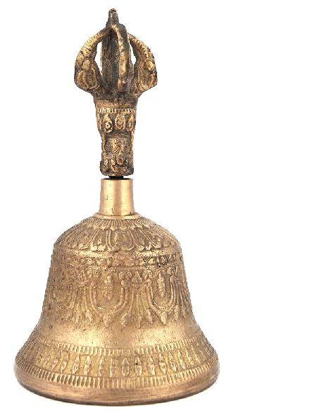Carved Brass Vajre and Bell, Color : Golden