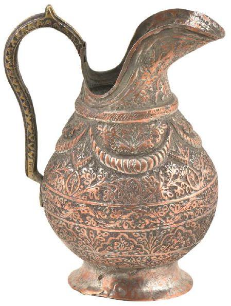 Copper Vintage Floral Engraved Jug