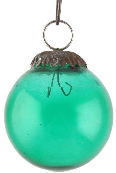 Glass Green Round Christmas Hanging, Size : 2.50
