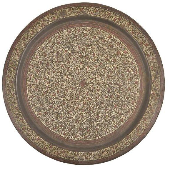 HandMade and Engraved Copper Plate Tray, Size : 11.25