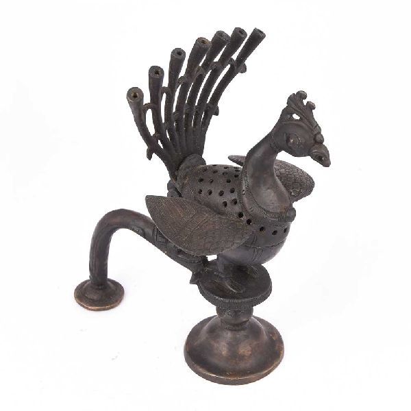 Peacock Brass Incence Holder, Color : Antique Golden