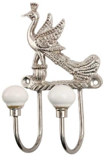 Silver Peacock Iron Decorative Hooks