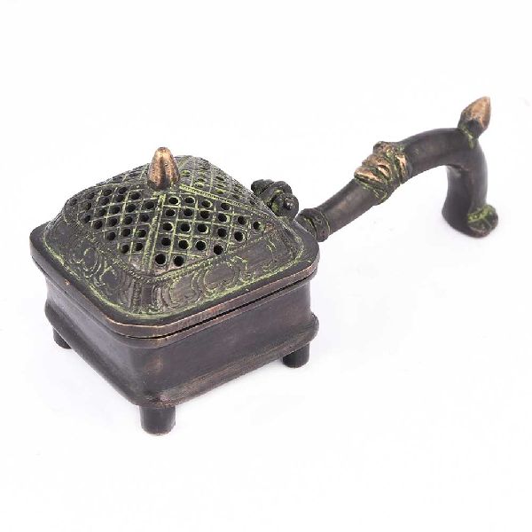 Square Brass Incense Holder, Width : 6.3 Inches Approx.