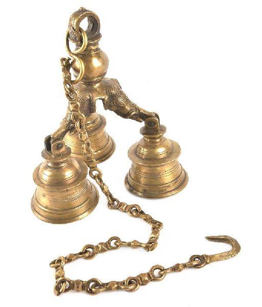 Vintage Brass 3-Bell with a Long Chain