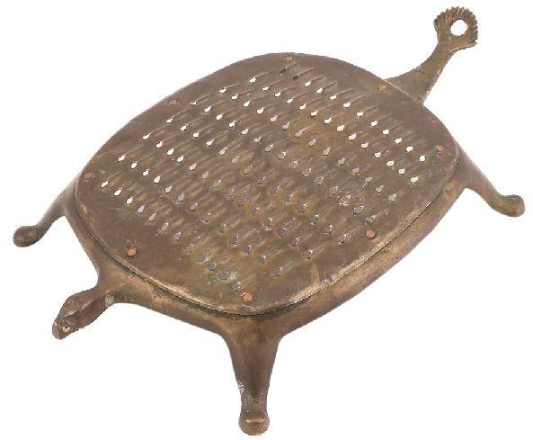 Vintage Brass Tortoise Shape Grater Coconut Scraper