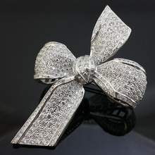 Classic Pave Set Bow Brooch Pin, Occasion : Anniversary, Party, Wedding