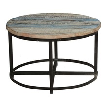 Reclaimed Wood Top Round Industrial Coffee Table