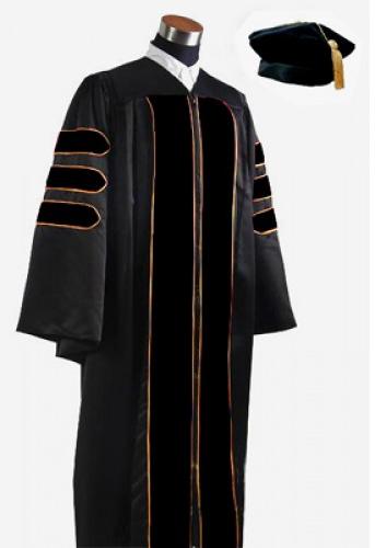 Deluxe Doctoral Graduation Gown With Velvet Banding With Hat Buy ...