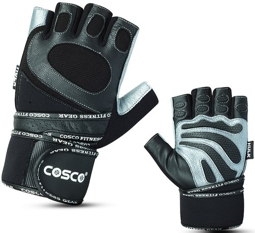 Leather Cosco Gym Glove Hulk, Feature : Fourway Cloth, Rubber Protection, Wrist Support Strap