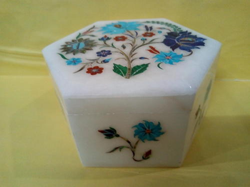 Designer Stone Inlay Jewelry Box, Color : White