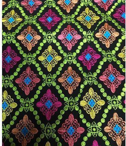 Designer Embroidery Fabric, Color : Multicolor