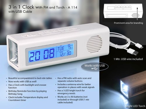 Clock With FM And Torch