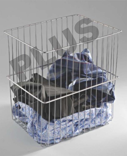 Stainless Steel Silver Laundry Basket